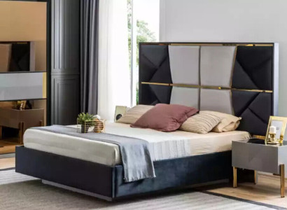 Beautiful sleeping set in dark gray tones with gold inserts